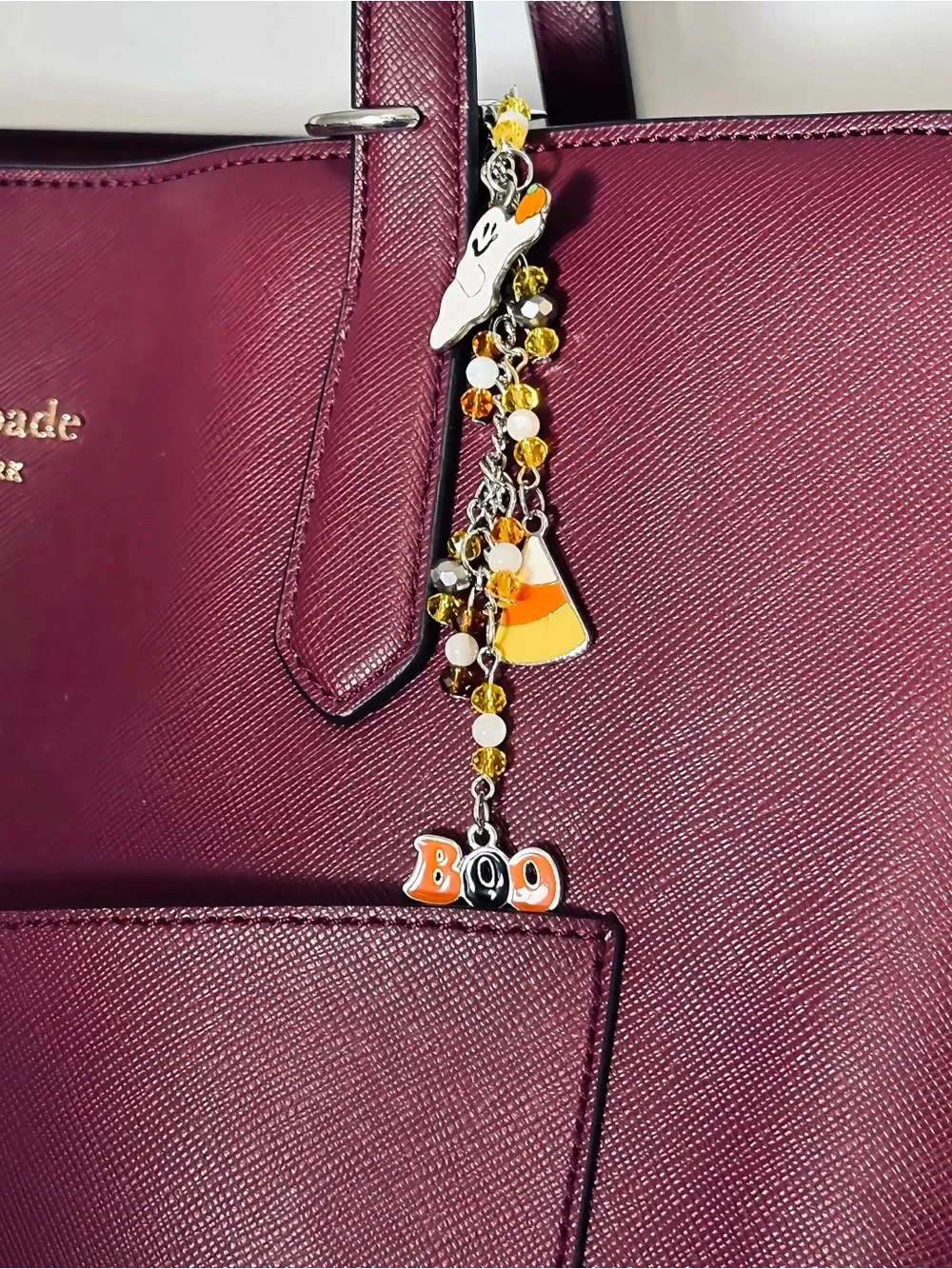 Halloween Ghost & Candy Charm Keychain for Kids - Orange/Yellow